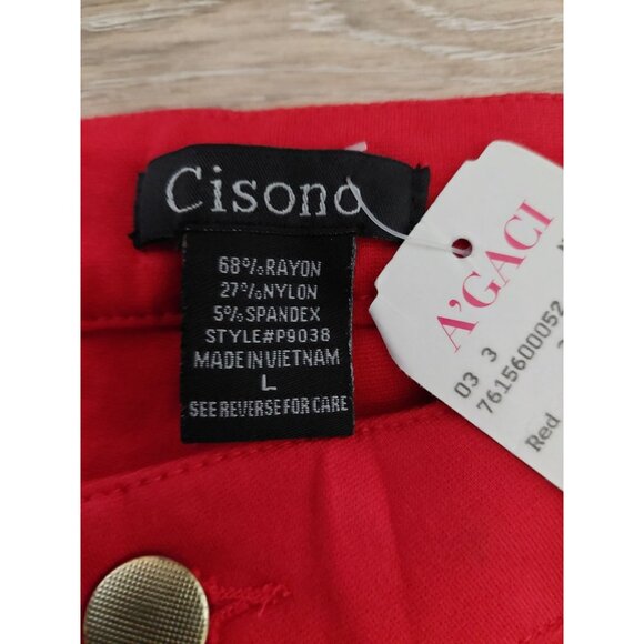 Cisono AGaci Womens Red Pants Size L Rayon/Nylon/Spandex Blend Slim Fit - Picture 2 of 3